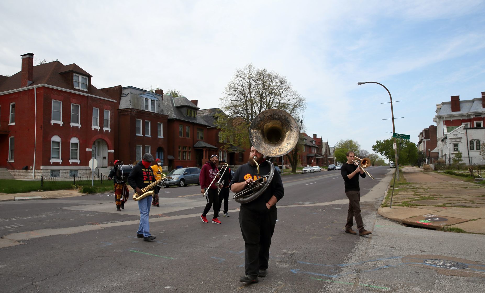 Red and Black Brass Band rolls through the Old North St. Louis